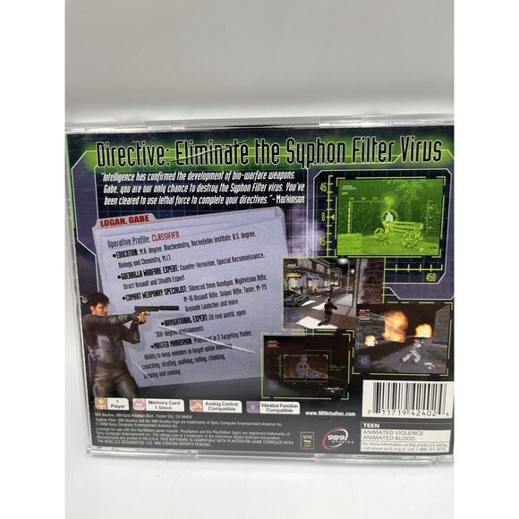 Syphon Filter (Sony PlayStation 1, 1999) With Case - Picture 2 of 7